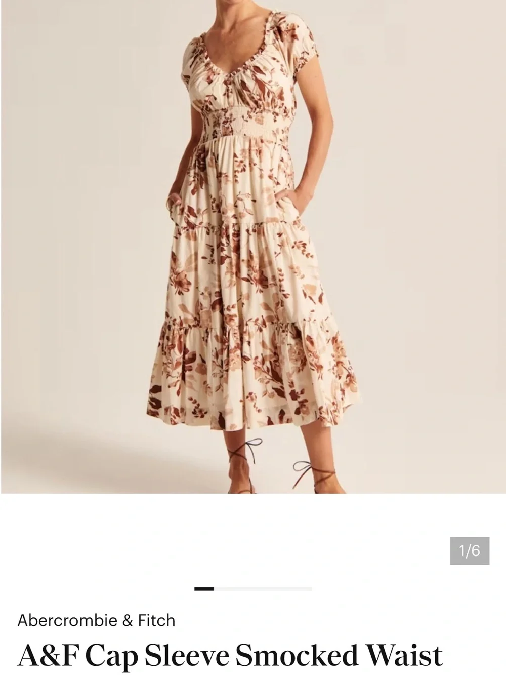 Abercrombie & Fitch Cream Maxi Dress with Brown Floral Print